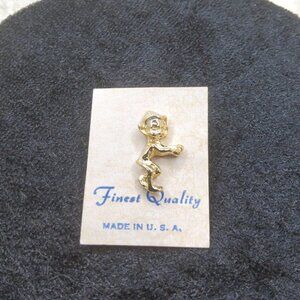 Vintage Gold-Tone Leprechaun Elf Pin Brooch Made In U.S.A.